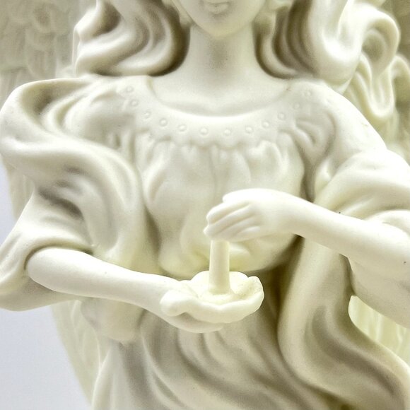 Partylite Holiday Taper Candleholder Figurine Statue Bisque "Angel Of Light" - Picture 7 of 11